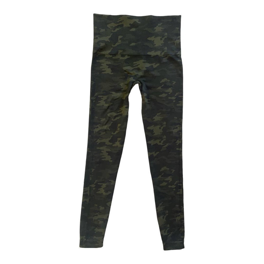 SPANX Women’s Look at Me Now Seamless Cropped Leggings Green Camo Size Medium